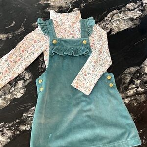 Tahari Teal Velvet holiday two piece dress size 5